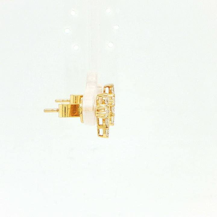 18K Yellow Gold Diamond Cross Earrings