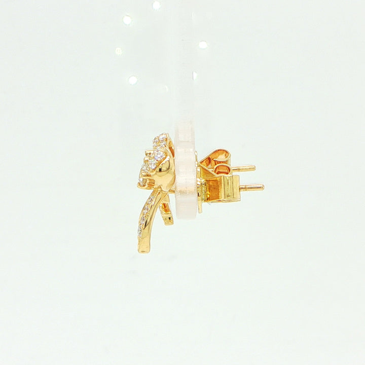 18K Yellow Gold Diamond Bow Earrings