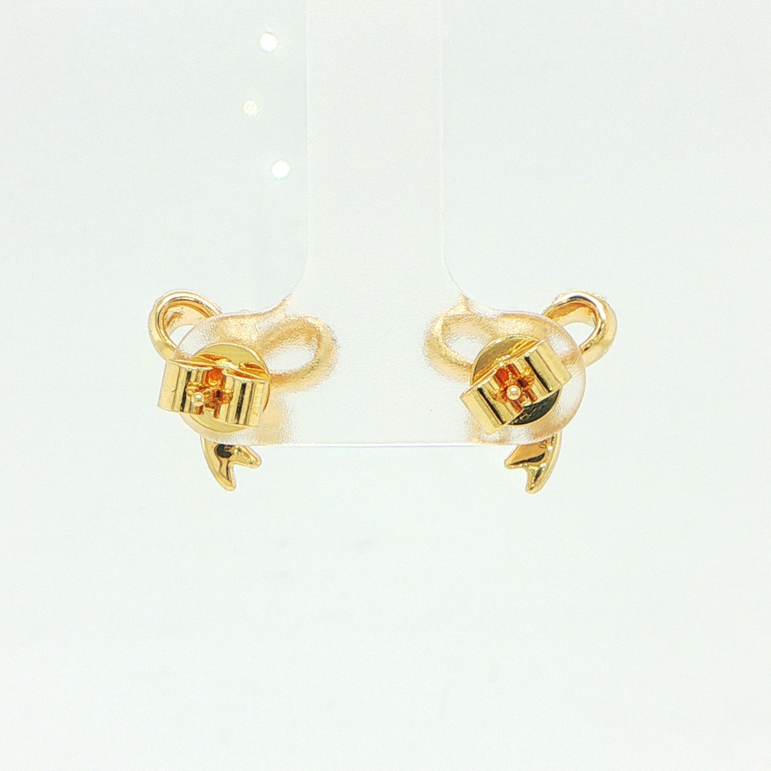 18K Yellow Gold Diamond Bow Earrings