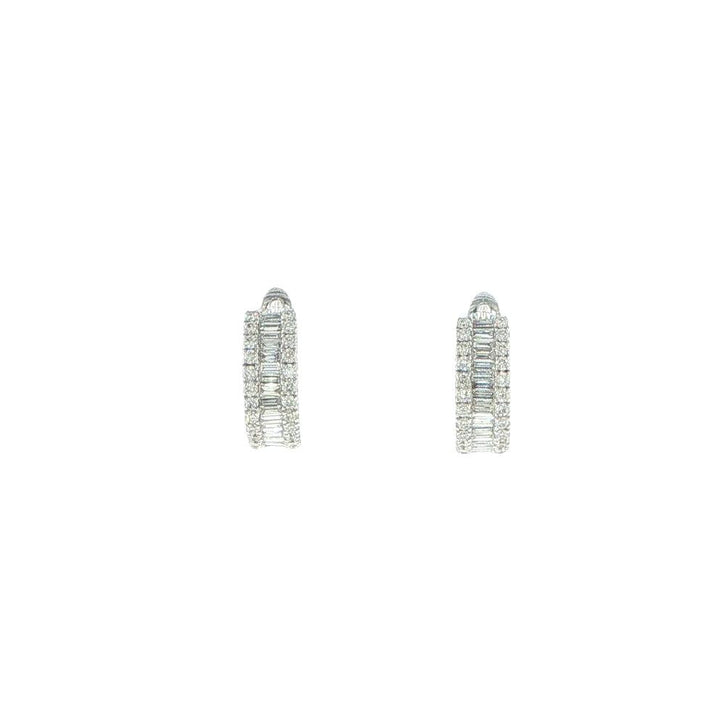 18K White Gold Diamond Huggie Earrings