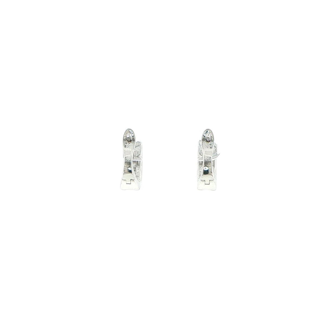 18K White Gold Diamond Huggie Earrings