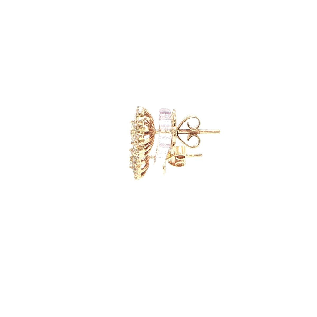 14K Yellow Gold Rose Cut & Diamond Stud Earrings