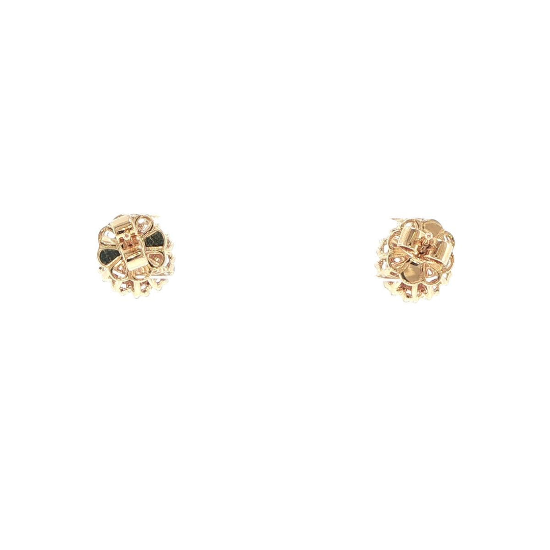 14K Yellow Gold Rose Cut & Diamond Stud Earrings
