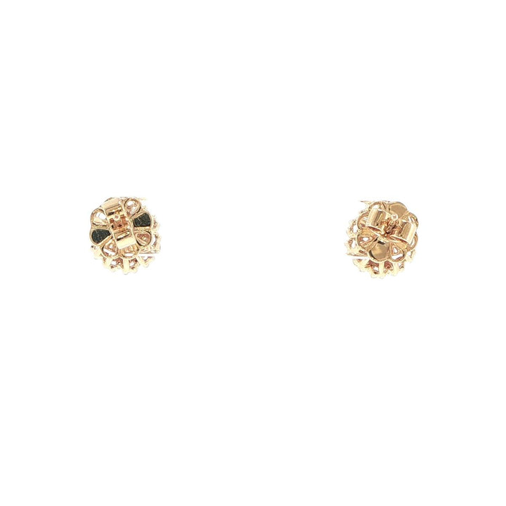 14K Yellow Gold Rose Cut & Diamond Stud Earrings