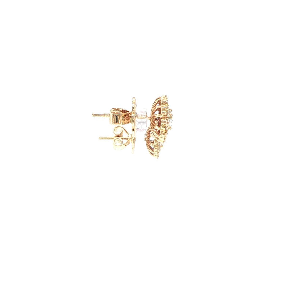 14K Yellow Gold Rose Cut & Diamond Stud Earrings