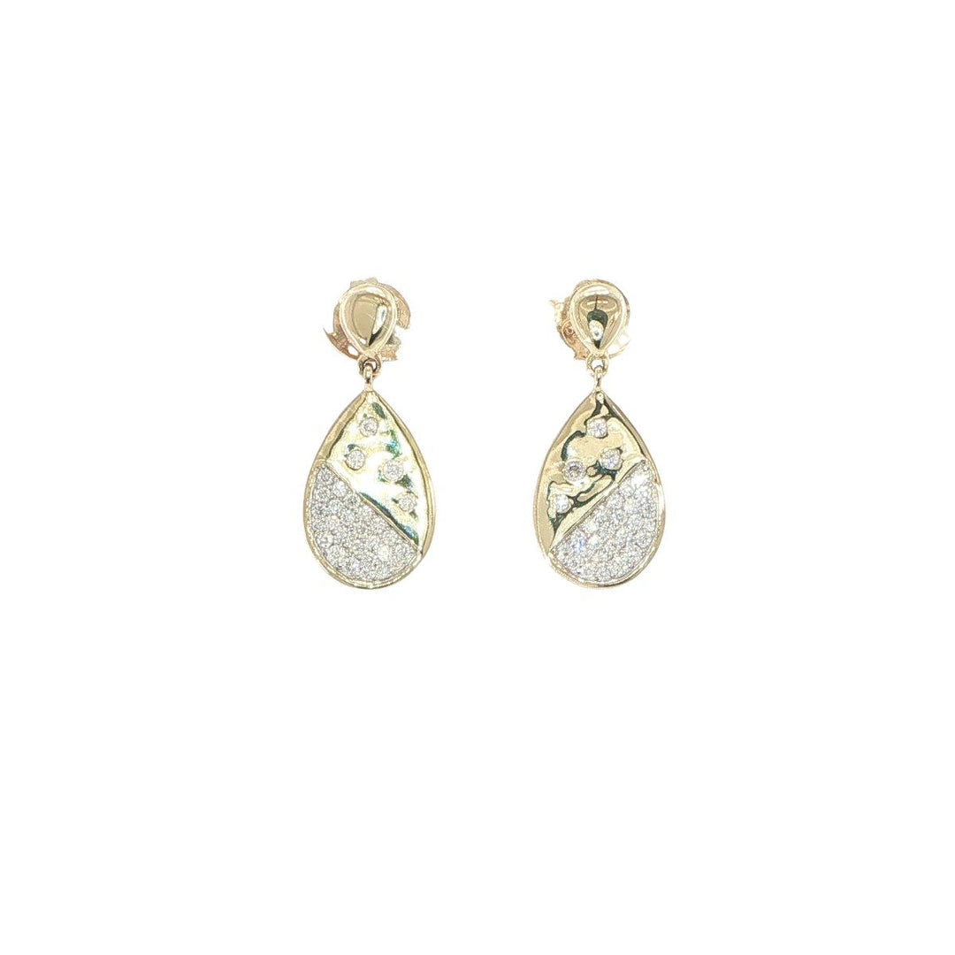 14K Yellow Gold Diamond Teardrop Earrings