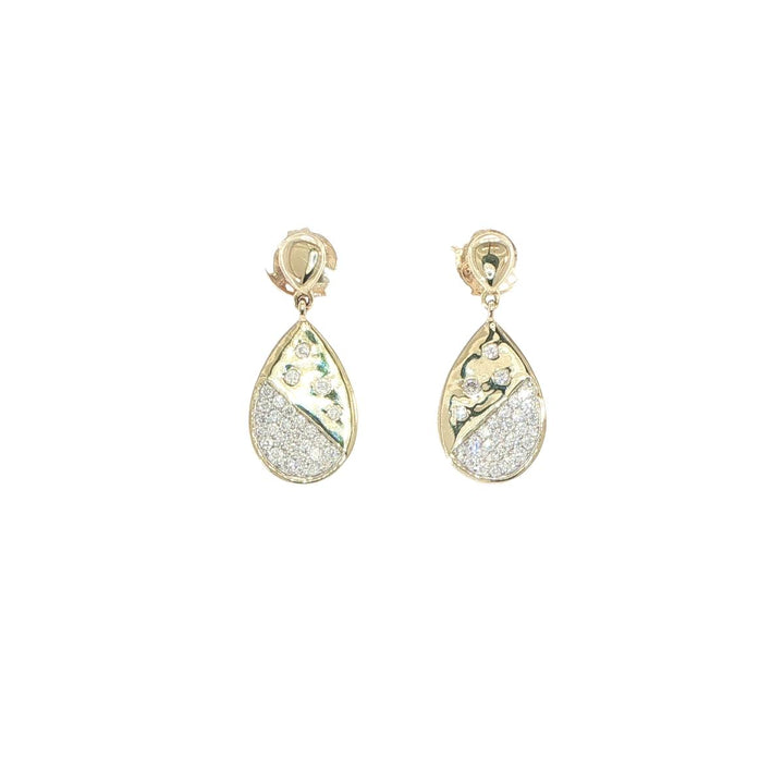 14K Yellow Gold Diamond Teardrop Earrings