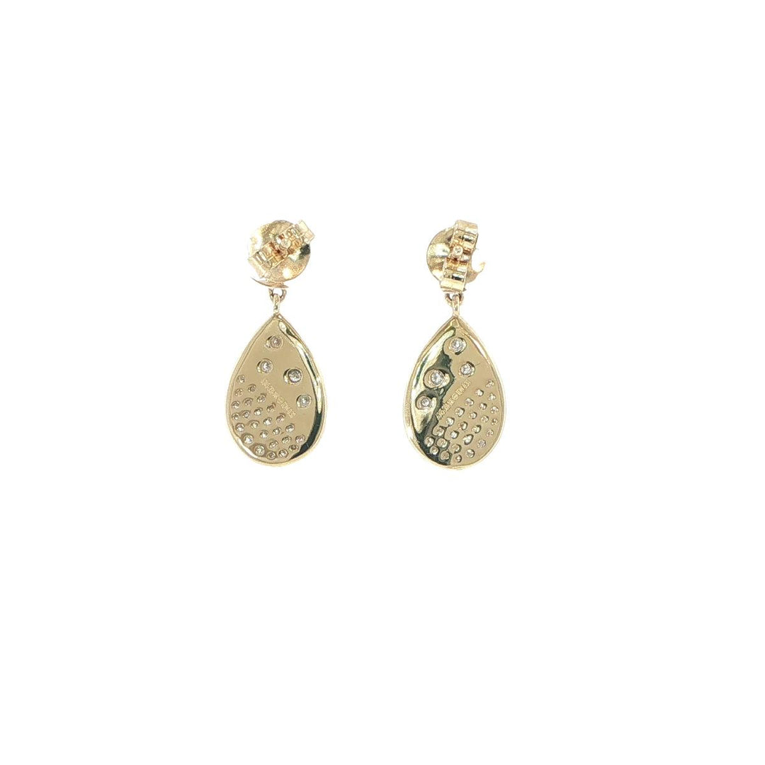 14K Yellow Gold Diamond Teardrop Earrings