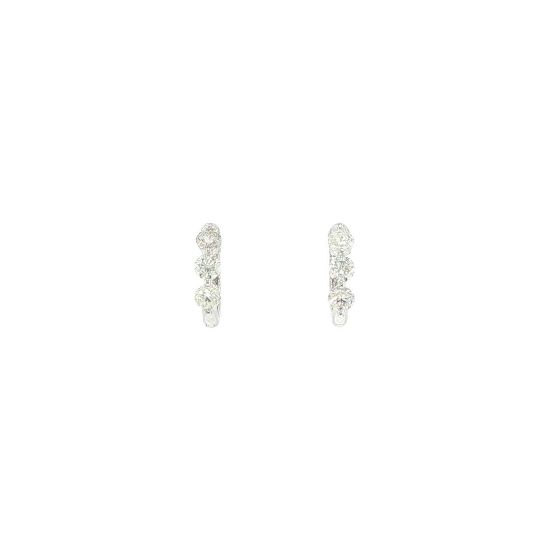 14K White Gold Diamond Huggie Earrings