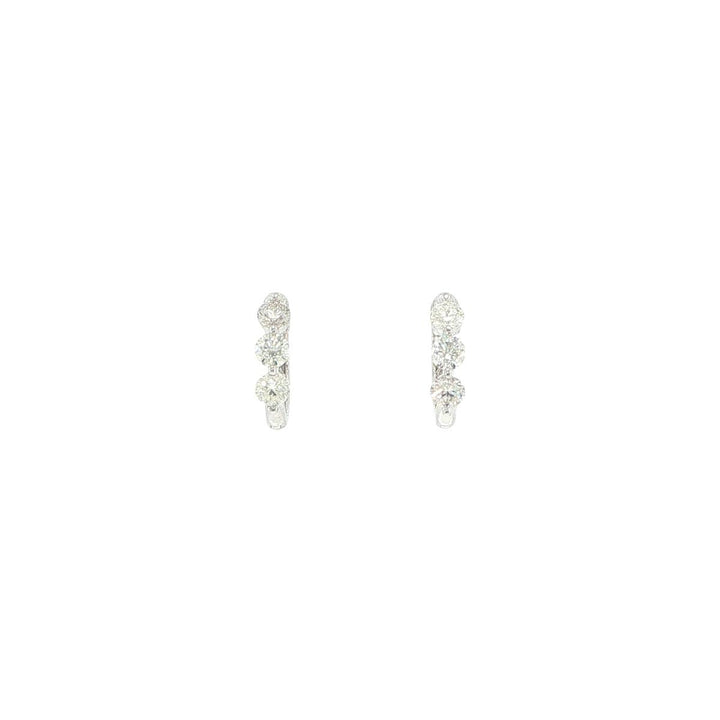 14K White Gold Diamond Huggie Earrings