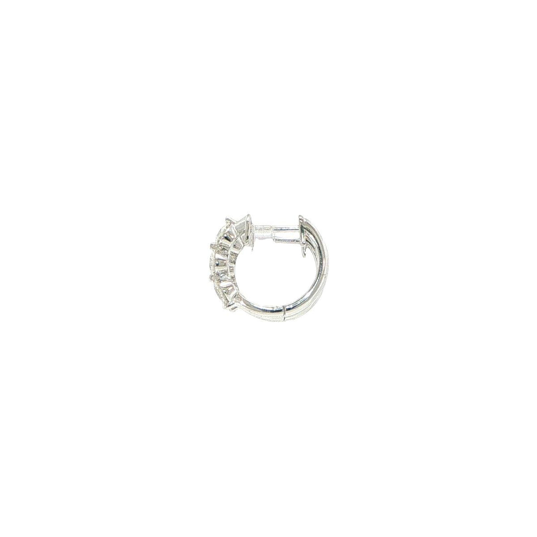 14K White Gold Diamond Huggie Earrings