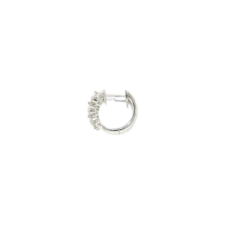 14K White Gold Diamond Huggie Earrings