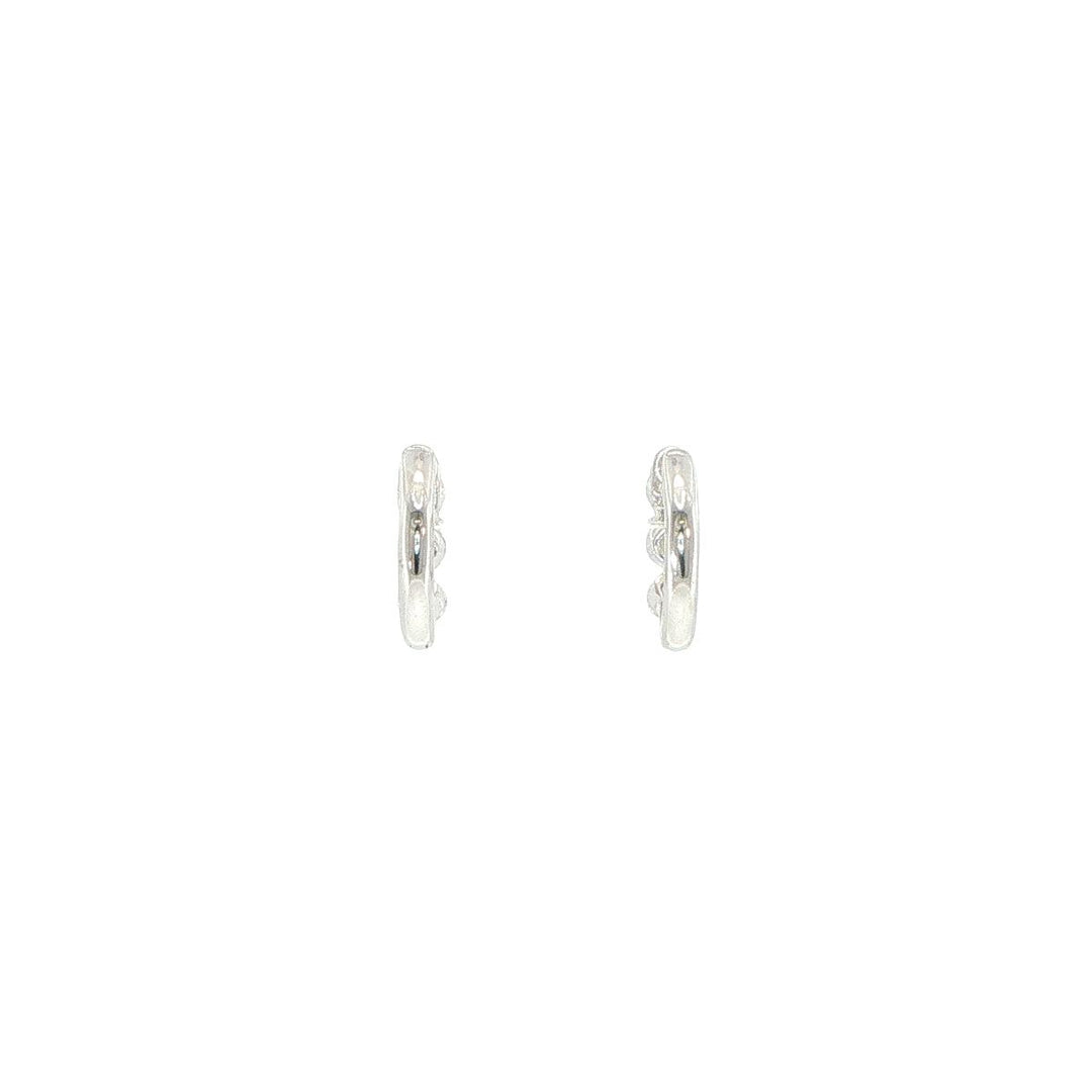 14K White Gold Diamond Huggie Earrings
