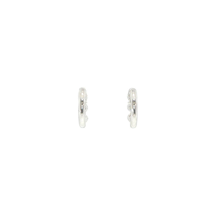 14K White Gold Diamond Huggie Earrings