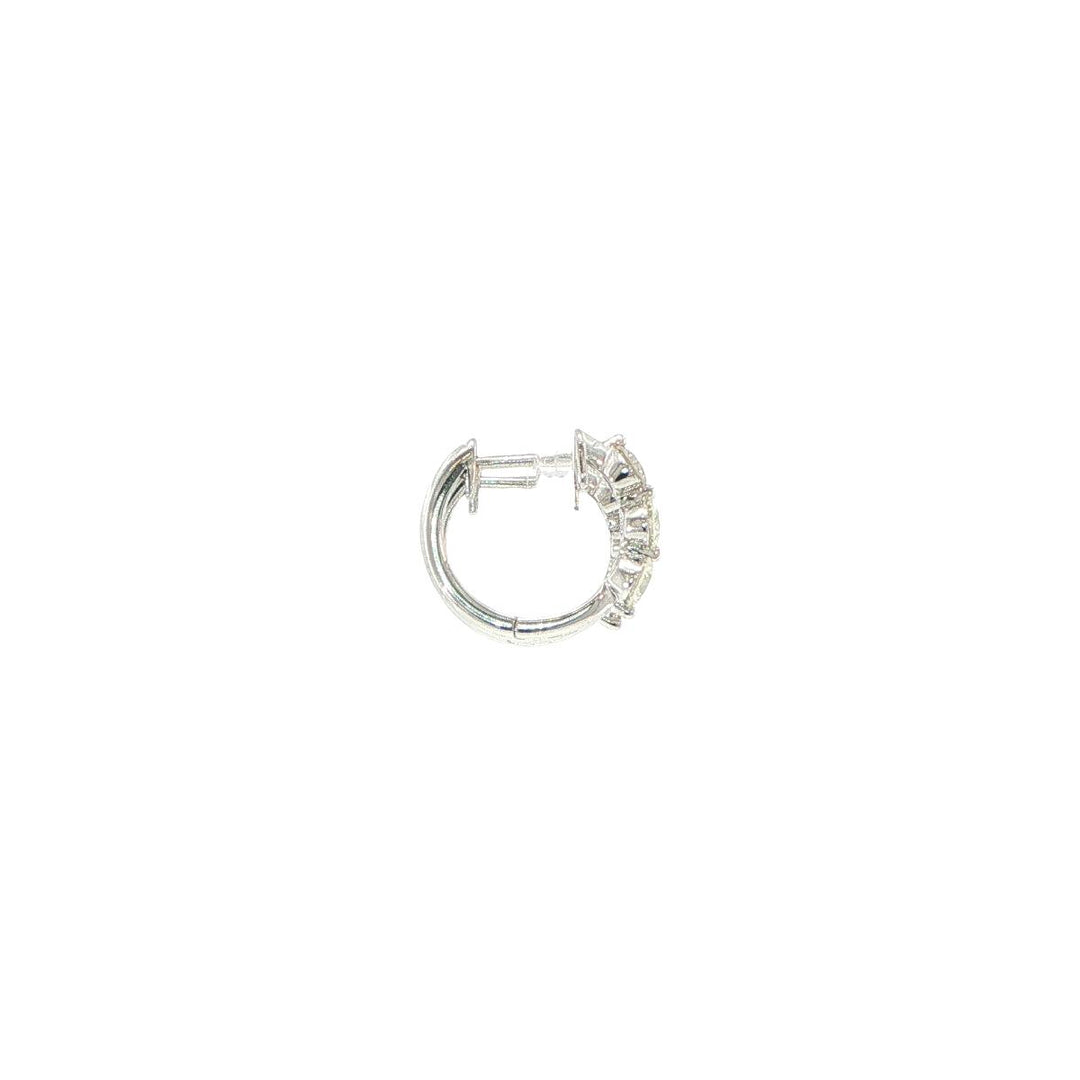 14K White Gold Diamond Huggie Earrings
