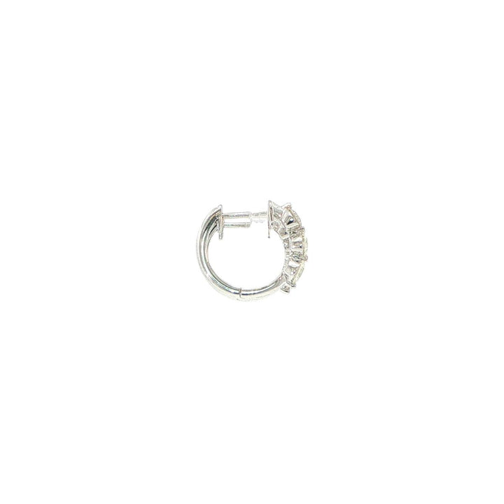 14K White Gold Diamond Huggie Earrings