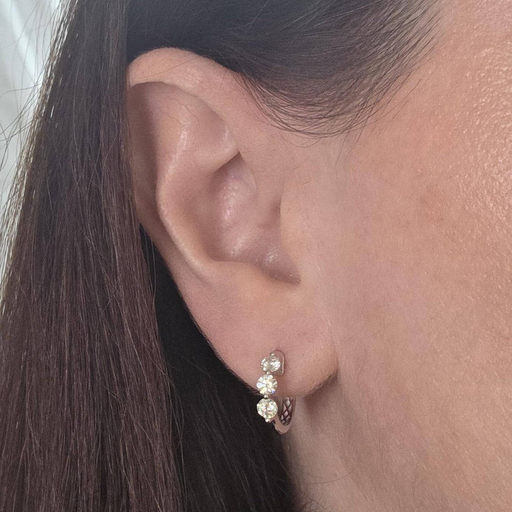 14K White Gold Diamond Huggie Earrings