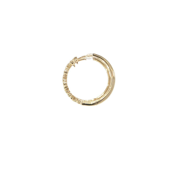 14K Yellow Gold Floral Diamond Hoop Earrings