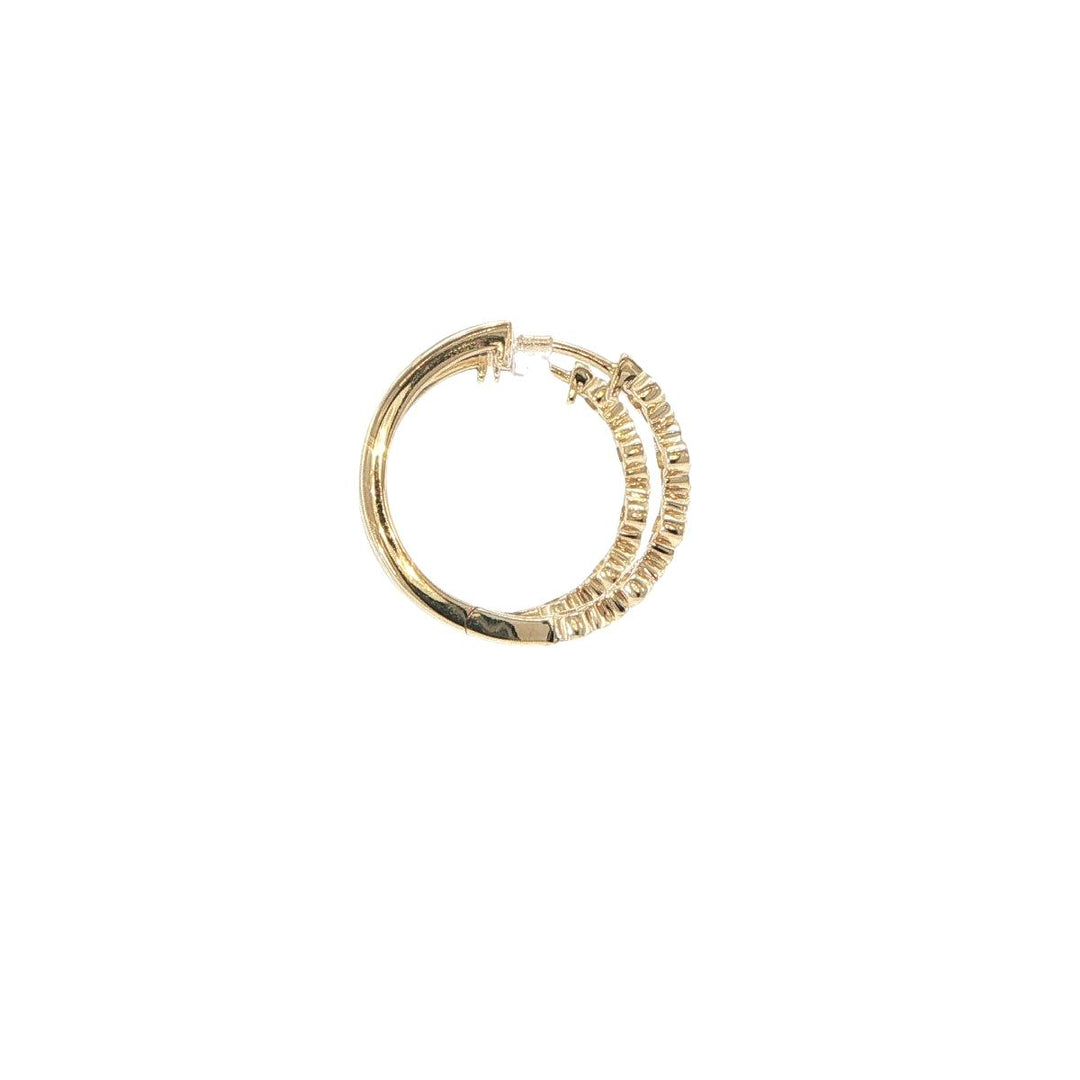 14K Yellow Gold Floral Diamond Hoop Earrings