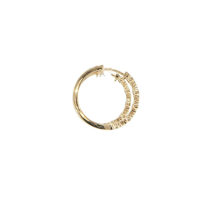 14K Yellow Gold Floral Diamond Hoop Earrings