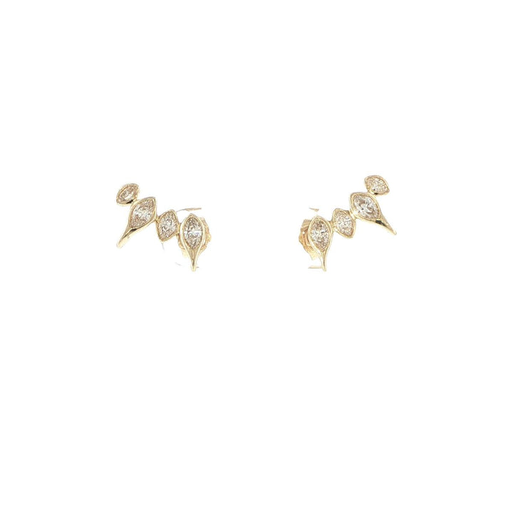 14K Yellow Gold Marquise Diamond Bezel Set Stud Earrings