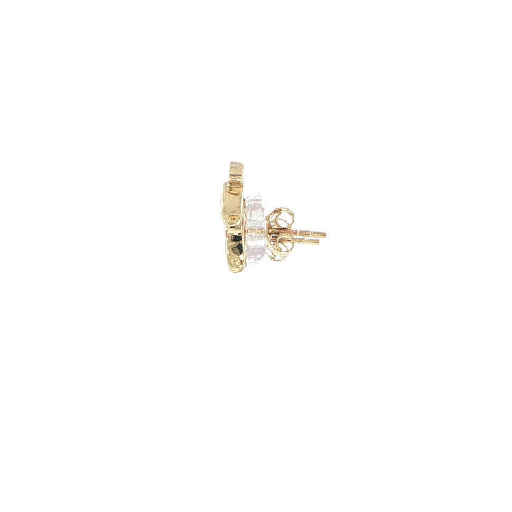14K Yellow Gold Marquise Diamond Bezel Set Stud Earrings