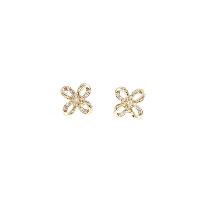 14K Yellow Gold Diamond Ribbon Stud Earrings