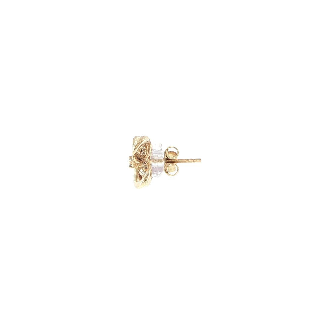 14K Yellow Gold Diamond Ribbon Stud Earrings
