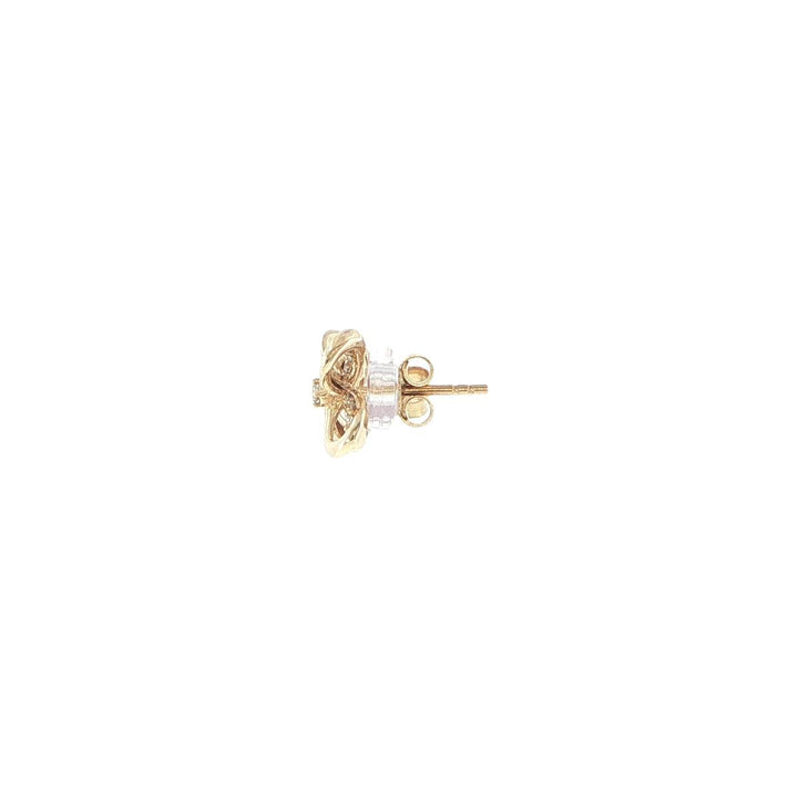 14K Yellow Gold Diamond Ribbon Stud Earrings