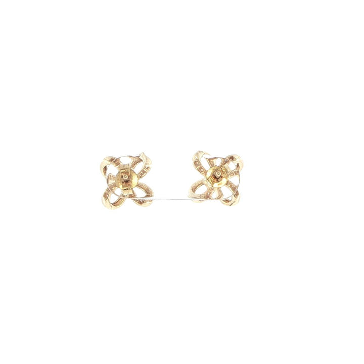 14K Yellow Gold Diamond Ribbon Stud Earrings