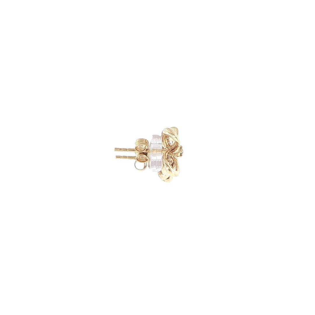 14K Yellow Gold Diamond Ribbon Stud Earrings