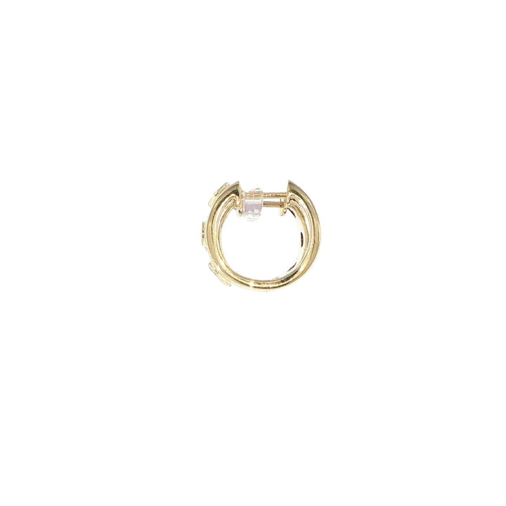 14K Yellow Gold Bezel Set Emerald & Round Diamond Hoop Earrings
