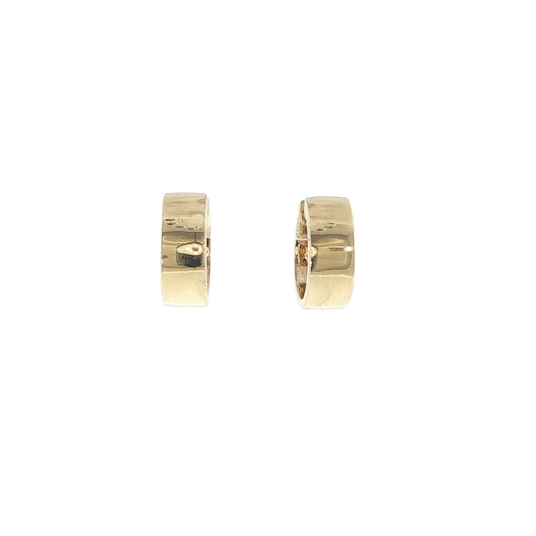 14K Yellow Gold Bezel Set Emerald & Round Diamond Hoop Earrings
