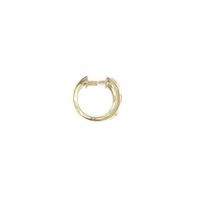 14K Yellow Gold Bezel Set Emerald & Round Diamond Hoop Earrings
