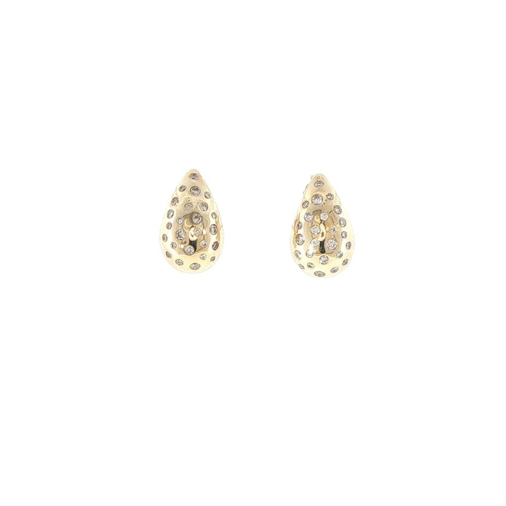 14K Yellow Gold Bezel-Set Diamond Teardrop Stud Earrings