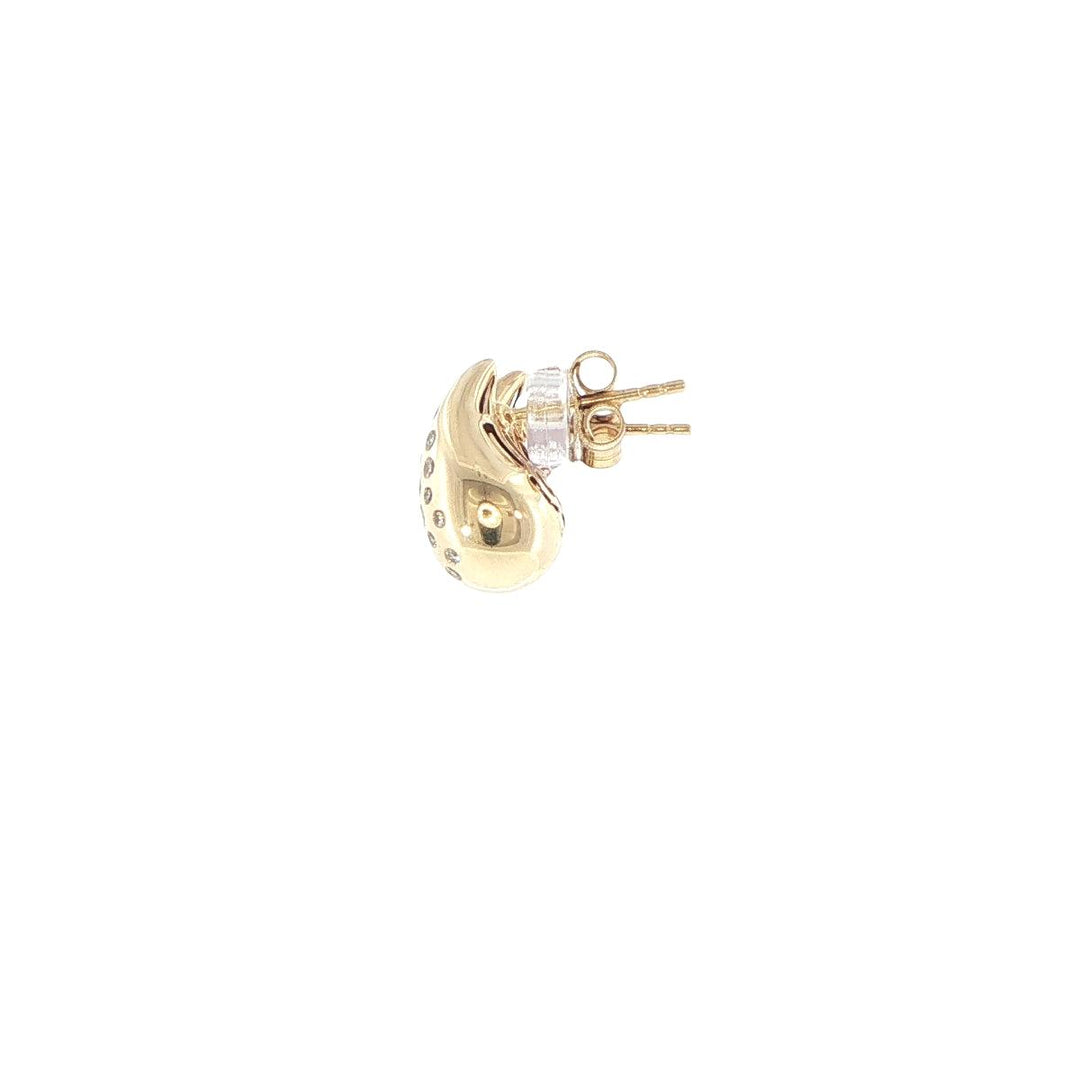 14K Yellow Gold Bezel-Set Diamond Teardrop Stud Earrings