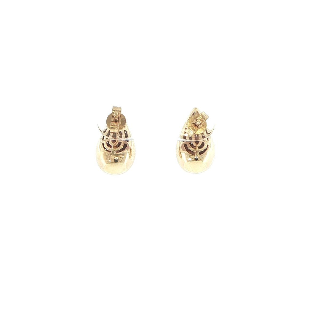 14K Yellow Gold Bezel-Set Diamond Teardrop Stud Earrings