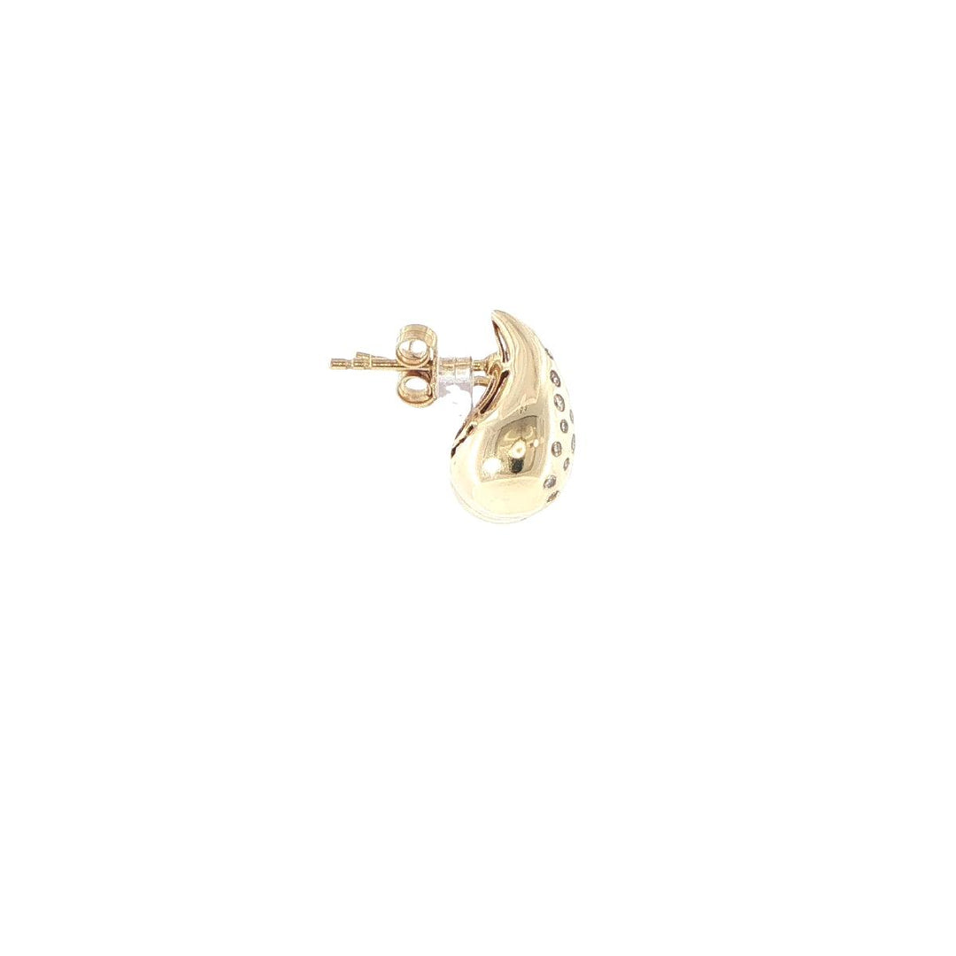 14K Yellow Gold Bezel-Set Diamond Teardrop Stud Earrings