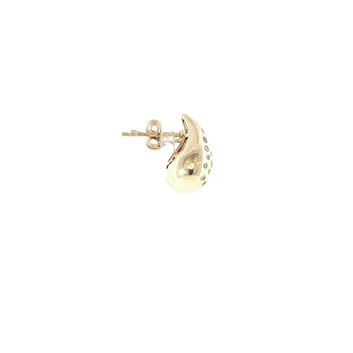14K Yellow Gold Bezel-Set Diamond Teardrop Stud Earrings