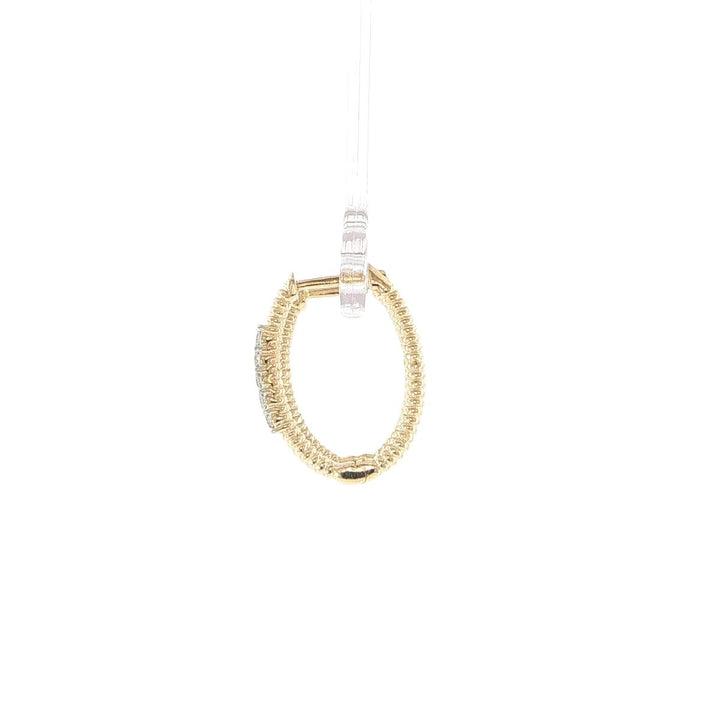 14K Yellow Gold Milgrain Diamond Hoop Earrings