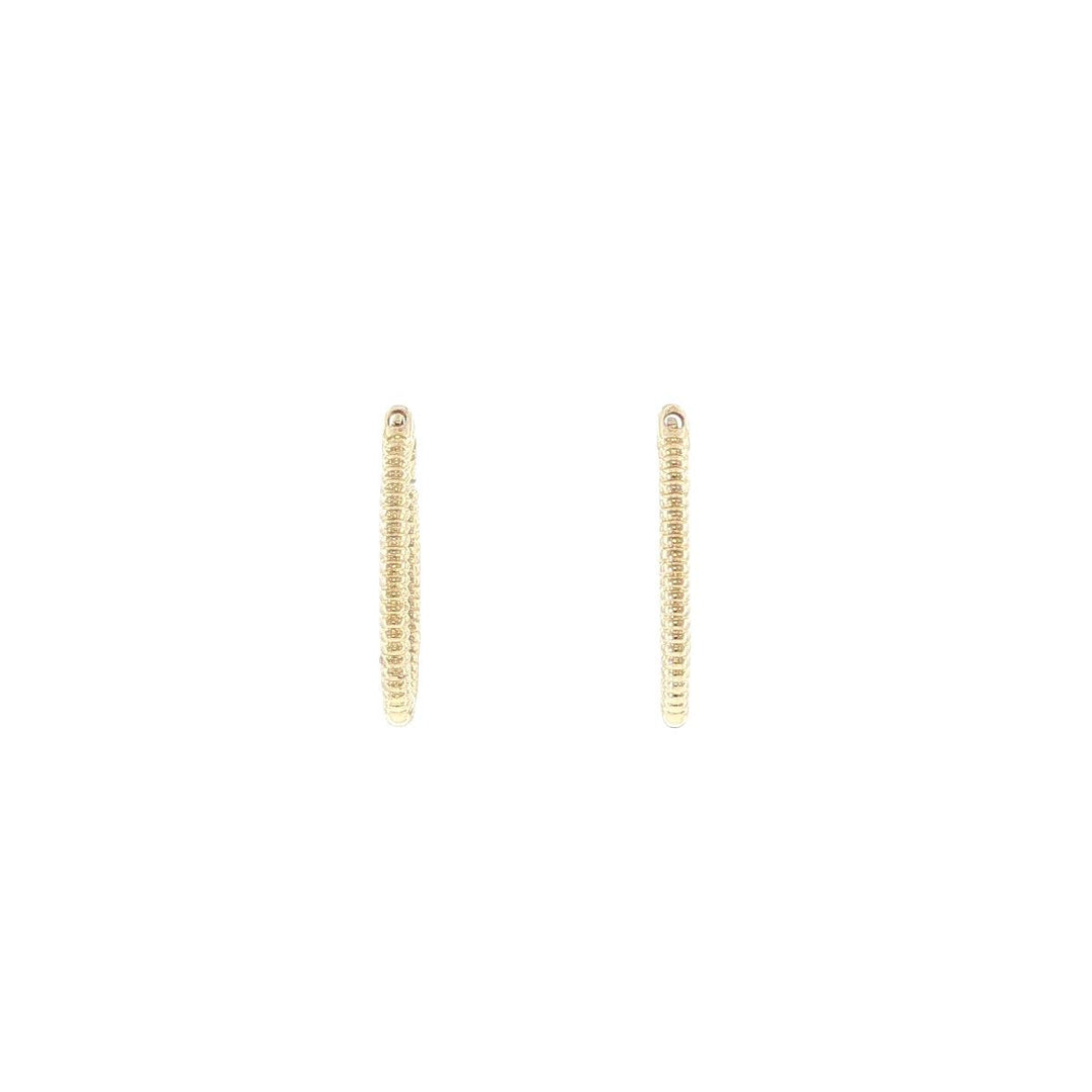 14K Yellow Gold Milgrain Diamond Hoop Earrings