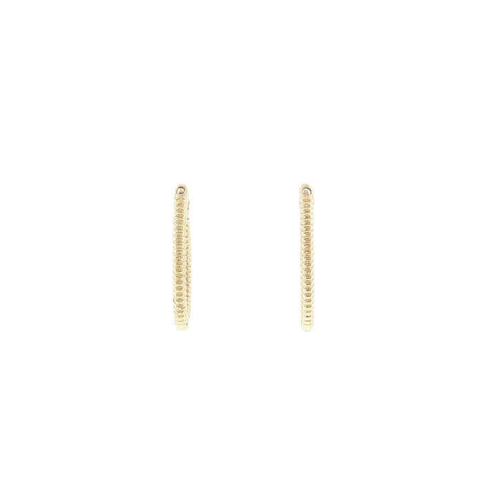 14K Yellow Gold Milgrain Diamond Hoop Earrings
