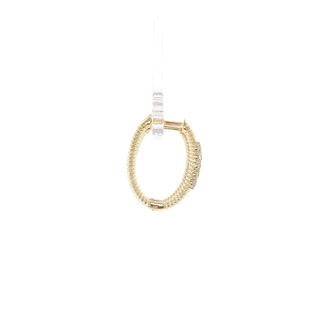 14K Yellow Gold Milgrain Diamond Hoop Earrings