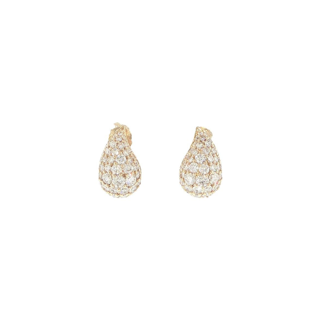 14K Yellow Gold Diamond Teardrop Stud Earrings