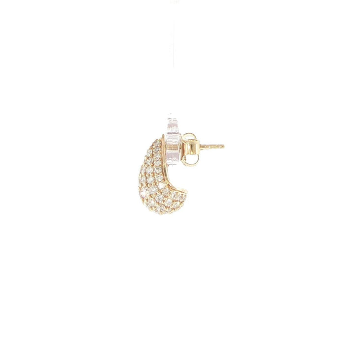 14K Yellow Gold Diamond Teardrop Stud Earrings