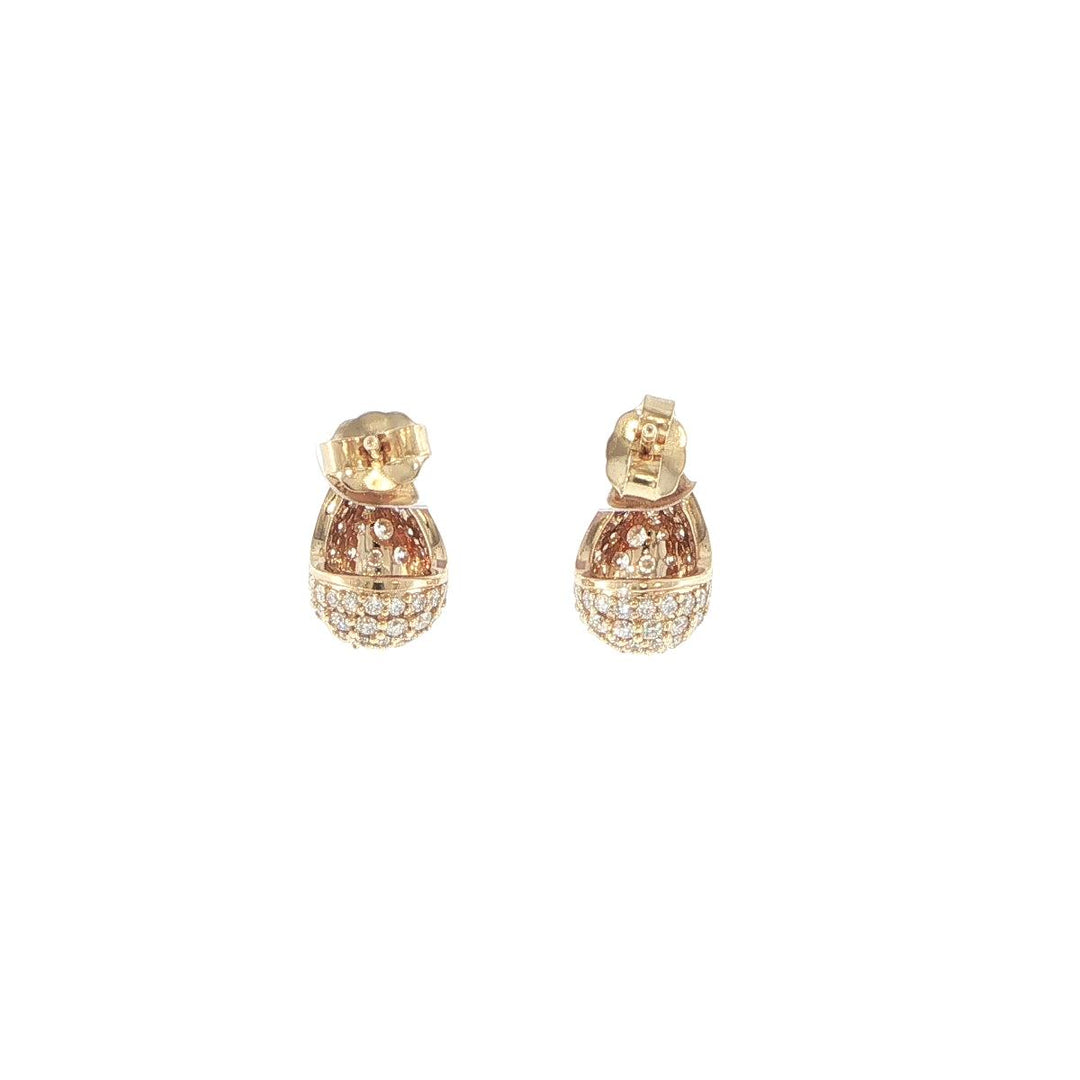 14K Yellow Gold Diamond Teardrop Stud Earrings