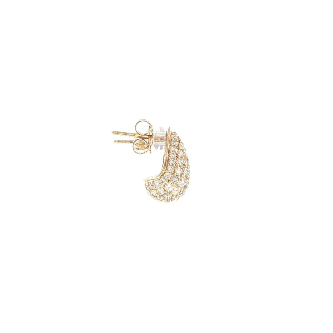 14K Yellow Gold Diamond Teardrop Stud Earrings