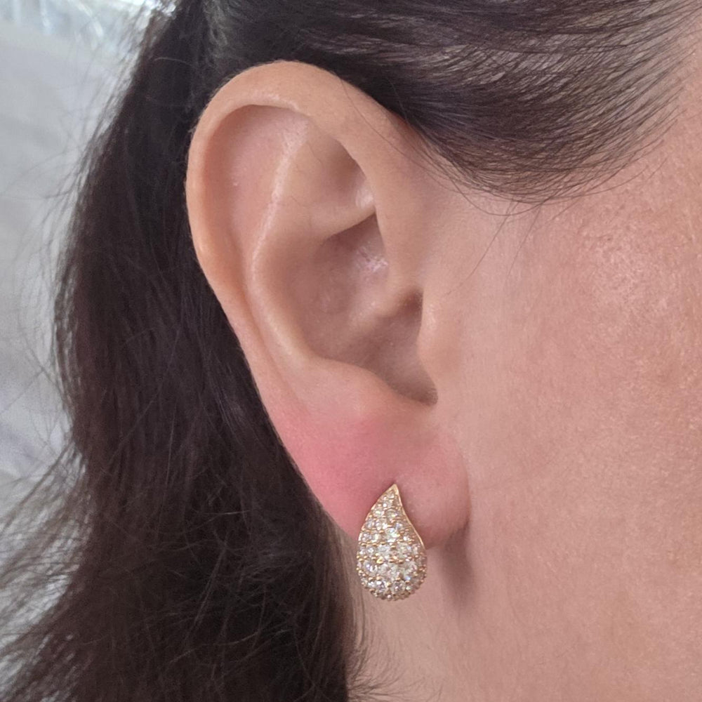 14K Yellow Gold Diamond Teardrop Stud Earrings