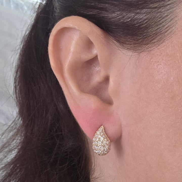14K Yellow Gold Diamond Teardrop Stud Earrings