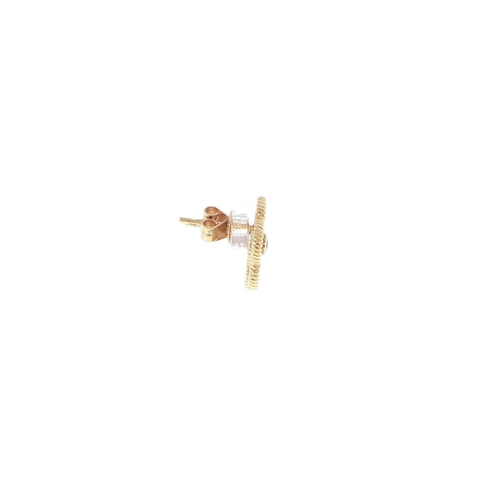 14K Yellow Gold Floral Diamond Stud Earrings